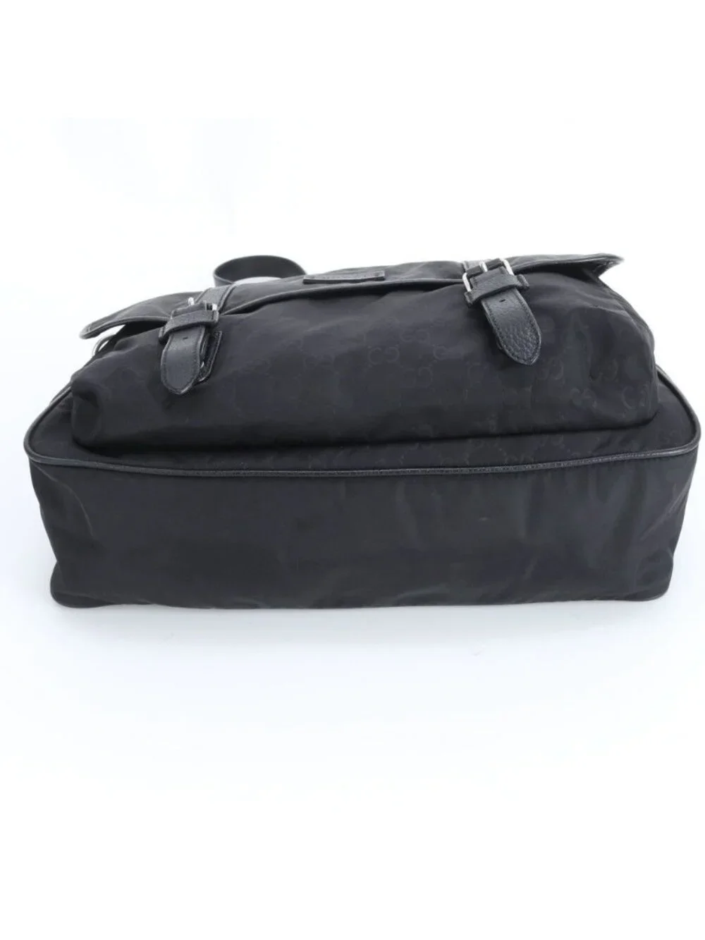 Gucci GG Nylon Leather Shoulder Bag Crossbody Messenger Black